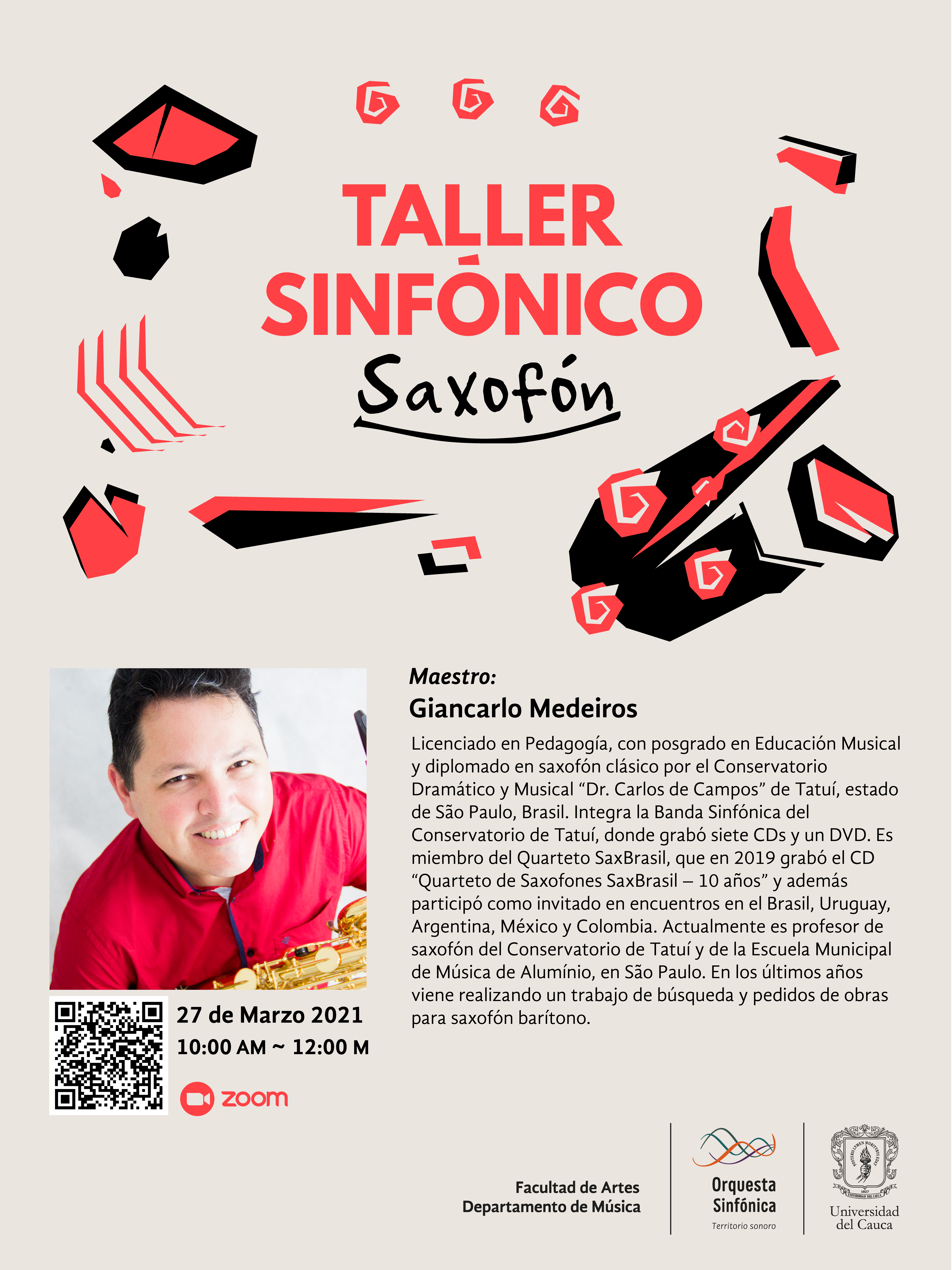 Taller Sinfónico con Giancarlo Medeiros, Saxofón. 